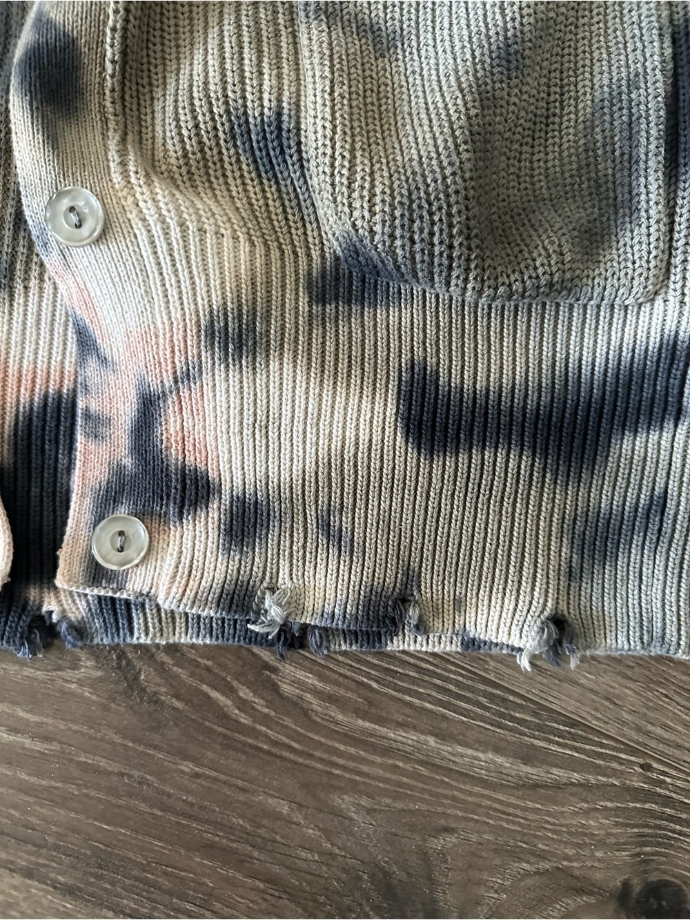Young Fabulous & Broke Tie-Dye Ribbed Cardigan in Cream, Navy & Blush - Picture 2 of 4
